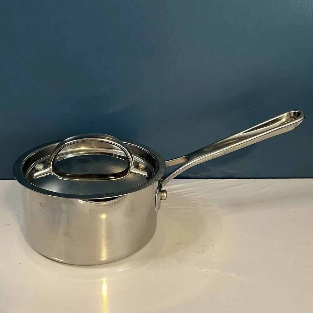 Technique Clad Tri-Ply Stainless Steel 1 qt Saucepan with Lid Induction Ready